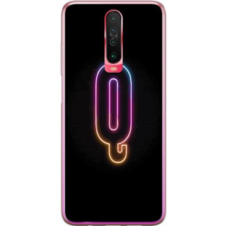 Kompatibelt Mobildeksel til Xiaomi Xiaomi Redmi K30 Minimalistisk neonbokstav Q i skinnende farger mot mørk bakgrunn