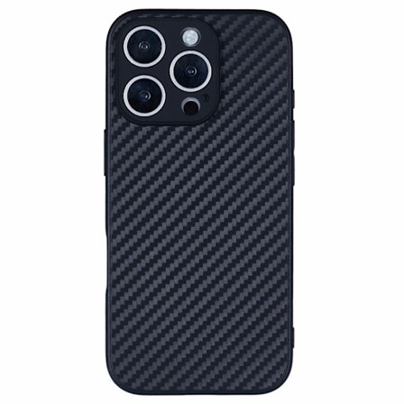 SKALO iPhone 16 Pro Max Carbon Fiber TPU-suojakuori - Musta