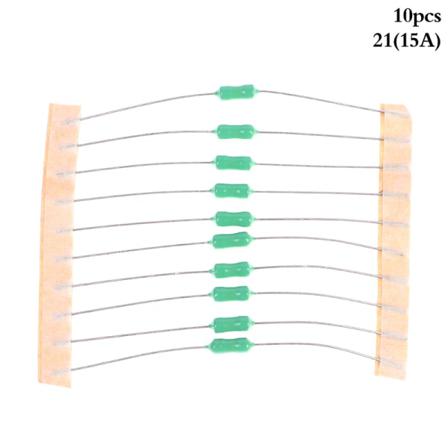 10 Stk 2,4*7 Mm Axial Bly Grön Säkring 125ma-15a Snabb Blåsmotstånd