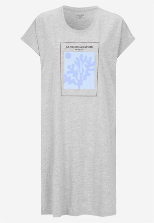 Cellbes of Sweden - Kortermet nattkjole i gråmelert for damer i størrelse 42/44