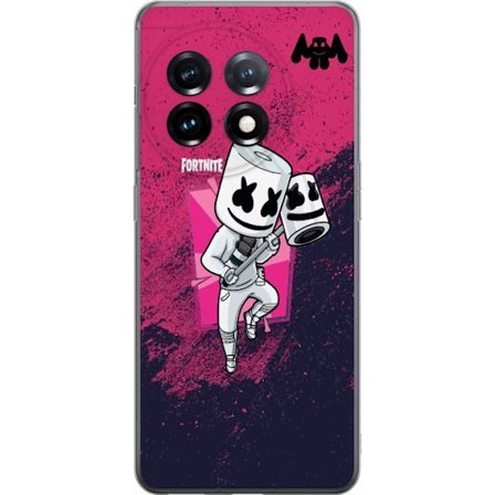 Kompatibel Mobilcover til OnePlus 11R Fortnite Marshmello karakter hvid dragt lyserød baggrund Fortnite DJ gaming design populær stil
