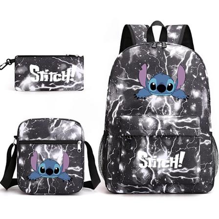 Unisex tegneserie syning print rygsæk studerende skole taske rejsetaske_x-WELLNESS Lightning grey
