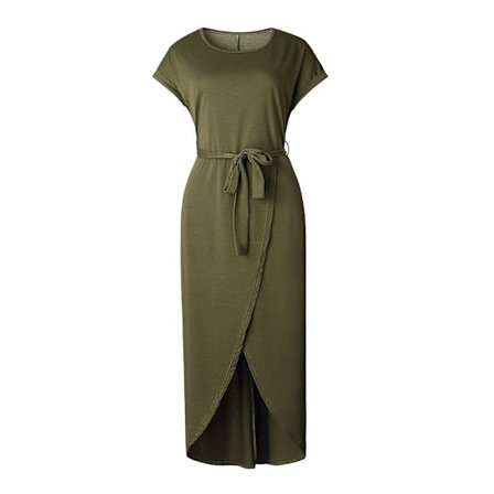 Sexiga Dam O-ringning Kortärmad Klänning Tunika Sommar Strandklänning Casual Damklänning