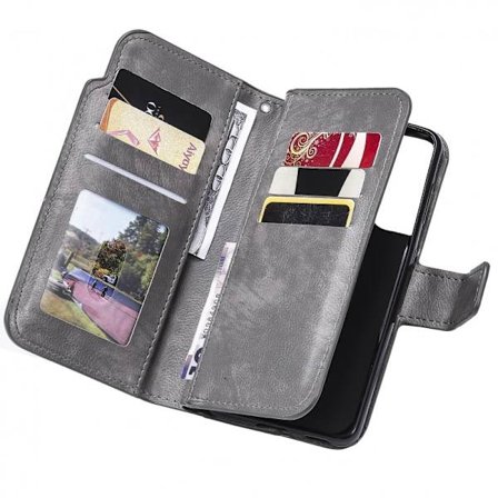 Samsung S22 Plus Praktisk Plånboksfodral med 12-Fack Array V4 - Grå
