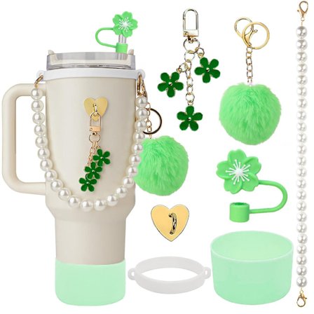 Stanley Cup Tilbehørssæt med Perlekæde, Blomster Sugerør & Kvast