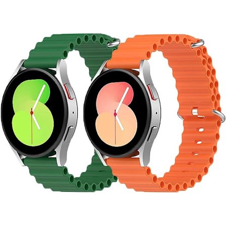 2-pack Ocean Sport Band för Samsung Galaxy Watch Band Mjukt silikon för Galaxy Watch 5 Pro/Galaxy Watch 4 Classic/Galaxy Watch Active 2/Gear Sport