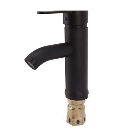 Svart matt handtag kran i rostfritt stål rund bakfärg badrum tvättställ kran