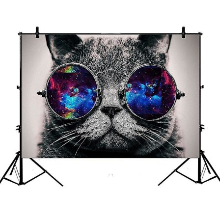 150x220cm Galaxy Hipster Cat Wear Fargede Solbriller Fotobakgrunn Studio Fotorekvisitter Bakgrunn