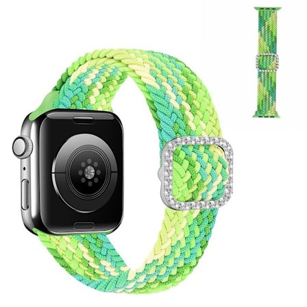 Apple Watch 40 mm klockarmband i nylon med strassspänne - Lime