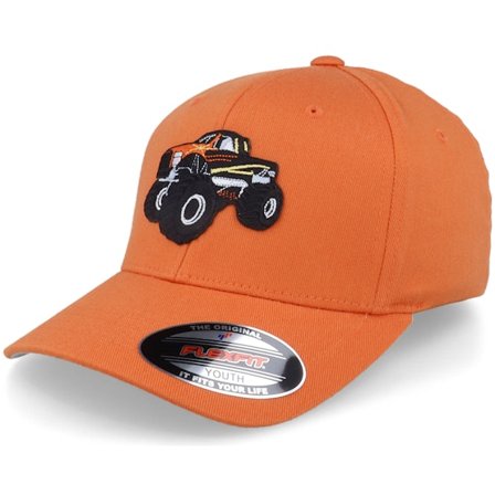 Kiddo Cap - Orange flexfit Cap - Kids Cool Monster Truck Orange Flexfit @ Hatstore