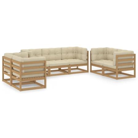 Vidaxl Loungegrupp Med Dynor 7 Delar Massiv Furu Brun
