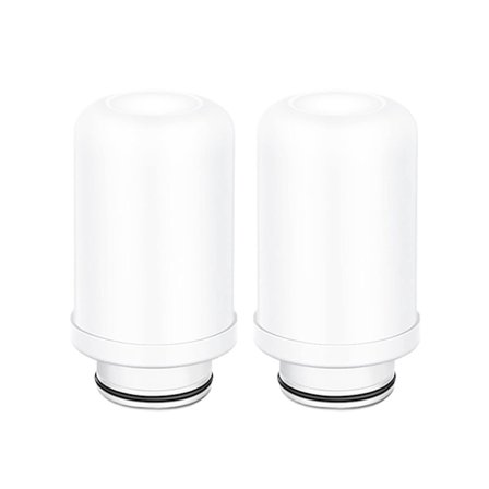 Vandfilter Udskiftningspatroner, Keramisk Filter Udskiftning, Vandhanefiltreringssystem, Aktivt Kulfilter, (Keramisk Filterpatron x 2)