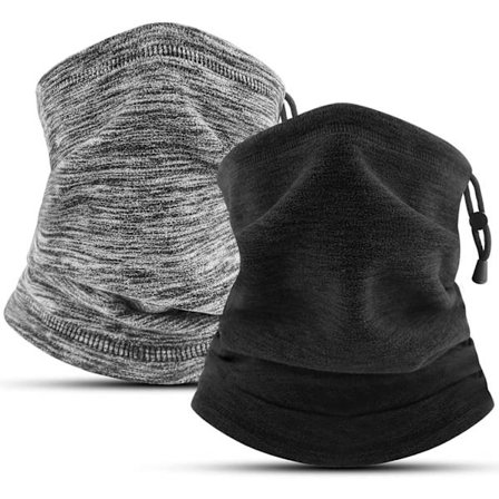 2-pakning halsvarmere, fleece vindtett skjerf for menn og kvinner, justerbar ansiktsmaske for ski, løping og sykling