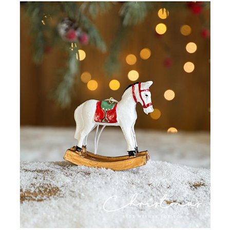 2 stk. malet harpiks træhest dekorativt vedhæng juletræ dekorativt lille vedhæng ins desktop små ornamenter