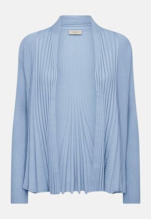 Freequent - Ribbet, åben cardigan i lyseblå til damer i størrelse L (42) - Cellbes