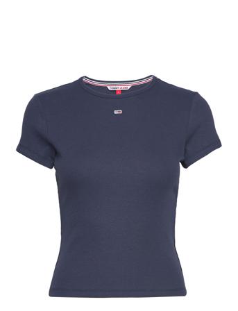 Tjw Bby Essential Rib Ss T-shirts & Tops Short-sleeved Marineblå Tommy Jeans*Betinget Tilbud