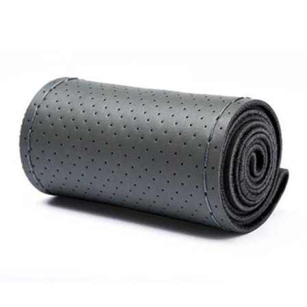 (Grå tråd) 38cm Ratt Skydd mjukt Konstläder fläta på ratten i bilen med nål och tråd Interiörtillbehör