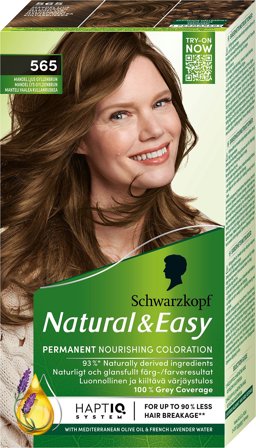 Schwarzkopf Natural & Easy Hårfarve 565 Mandel Lys Gyldenbrun, Hår, Hårfarve, Permanent Hårfarve