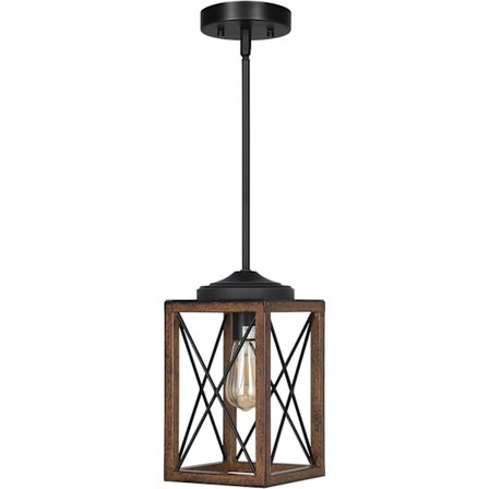 Metallhängande belysningsarmatur med träimitation, 48 tum justerbara rör för plant och sluttande tak, sovrum, matsal