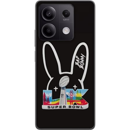 Kompatibelt Mobildeksel til Xiaomi Redmi Note 13 Bad Bunny portrett med åpen skjorte, tatoveringer og krøllete hår i stilfull motefotografering