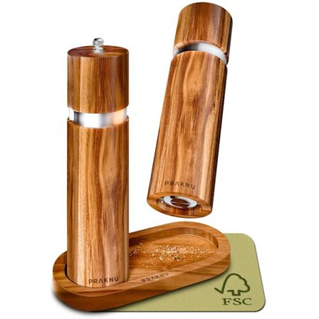 Salt- och pepparkvarn i akaciaträ - Hållbart trä - Hållbar keramisk kvarn - Plastfri