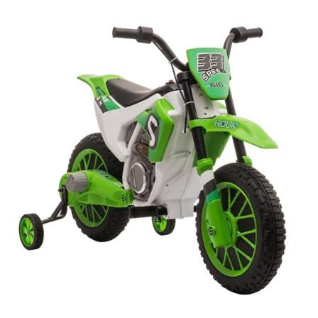 Rootz Barnmotorcykel - Elmotorcykel - 45 minuters körtid - Med träningshjul - Från 3 år - Grön + Vit - 106,5 x 51,5 x 68 cm