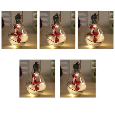 5 stk hengende julekule med LED-lys hengende Chr