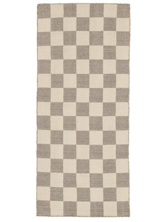 Checkie 86X200 Petit Gris Couloir Tapis De Laine