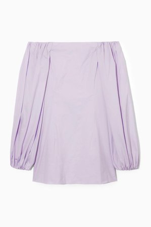 COS Femme Off-The-Shoulder Mini Dress in Mauve