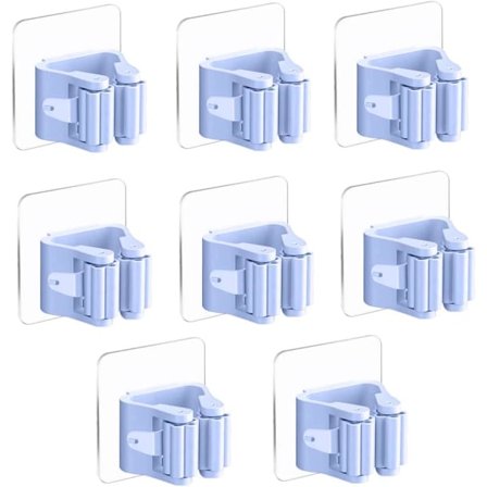 Vægmonteret kosteskaft uden boring, 8 stk. klæbende vægmonteret kosteskaft vægmonteret kosteskaft til køkken badeværelse have (blå)