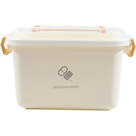 Medicinsk förvaringslåda, plastförsta hjälpenlåda med handtag och avtagbar bricka, låsbar medicinorganiseringslåda Första hjälpenlåda