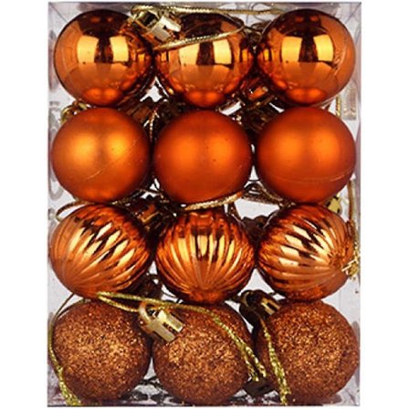 24 stk 5 cm knusebestandige julekuler til trepynt