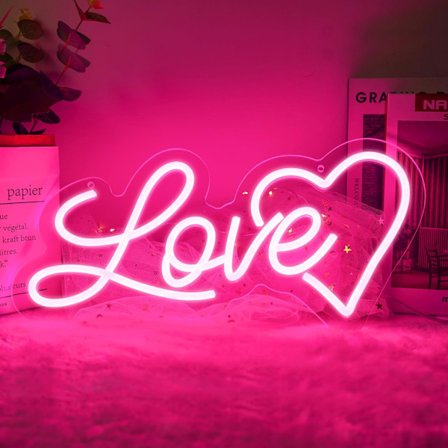 Love Heart Neonskilt - 10 Niveauer Dæmpbar USB Neon Lys til Væg, Bryllupsfest Dekoration Neon Lys Skilt, Gave til Kæreste, Valentinsdag