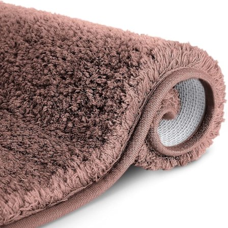 Absorberende sklisikker badematte baderomsgulvmatte tykk fluffy myk polyester dusjmatte maskinvaskbar for kjøkken toalett dusjutgang (50 x 80cm mørk