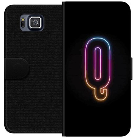 Kompatibel Tegnebogsetui til Samsung Samsung Galaxy Alpha Minimalistisk neonbogstav Q i lyse farver mod mørk baggrund
