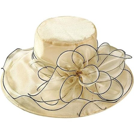 Naisten leveälierinen aurinkolakki Organza Fascinator Hat Beach Floral Church Hat Gauze Hat
