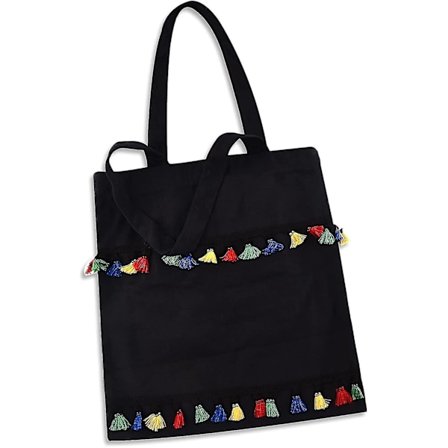 Handväska Canvas Kvast Tote Bag Shopping Bag Tote Axelväska Tote Dam Kvinnor, Svart