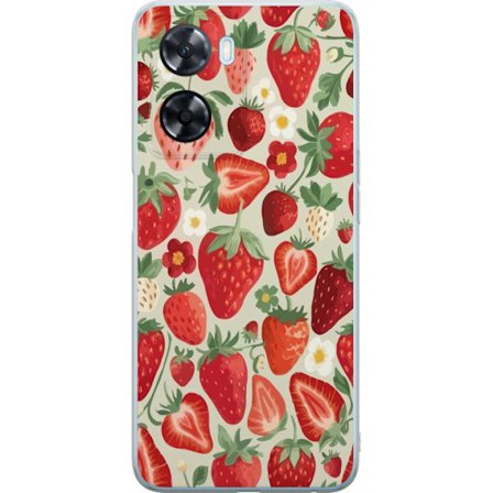 Kompatibel Mobilcover til OnePlus Nord N20 SE Dekorativt mønster med røde jordbær, grønne blade og små blomster