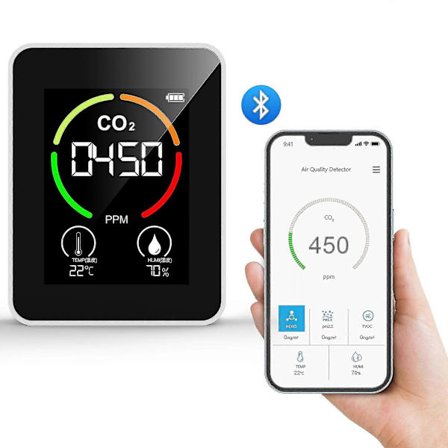 Kannettava ilmanlaadun ilmaisin, monitoiminen digitaalinen hiilidioksidimittari kotiin, makuuhuoneeseen, toimistoon, puolijohde