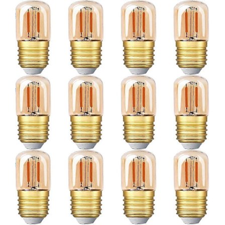 12-pakning Mini Rørformet LED Lyspære, 1W T28 Edison LED Filamentpære E27 Skrusokkel 2200k Super Varmt Hvitt Lyspære (amber Glass) 220v [Energiklasse 