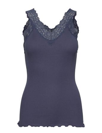 Organic Top W/ Lace T-shirts & Tops Sleeveless Tummansiniset Rosemunde