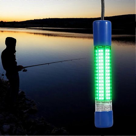 LED Undervannsfiskelys 18W Natt Grønn Åte for Fiskebåt med Batteriklemme