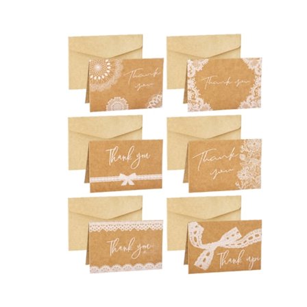 Takkekort med blonder og konvolutt