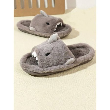 Herre tøfler i bomull med tegneseriemønster, myke, komfortable, varme og morsomme, brune for interiørdesign.