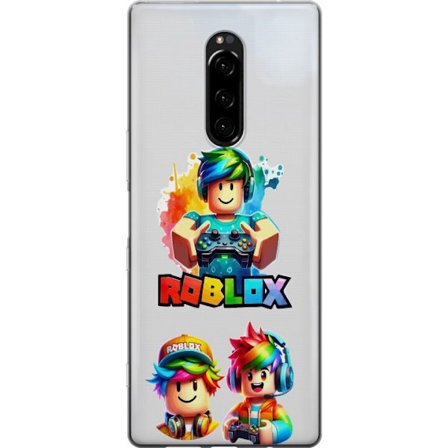 Kompatibelt Mobildeksel til Sony Xperia 1 Roblox Regnbue Gamer Design