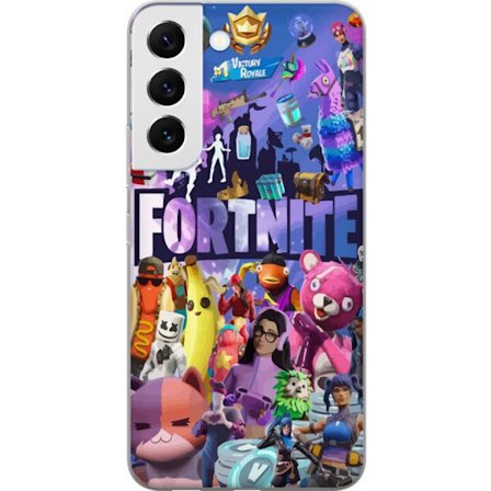Kompatibel Mobilcover til Samsung Galaxy S22 5G Fortnite kollage Victory Royale karakterer skins bytte farverig Fortnite gaming design