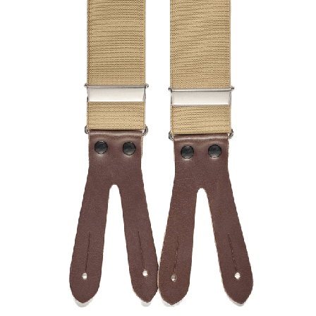 John Henric Leather Suspenders Solid Kostymtillbehör Herr Beige 35