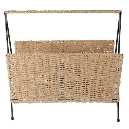 Håndvevd oppbevaringskurv i rustikk stil, holder for snacks og bøker