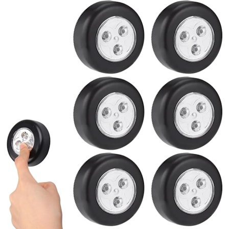 LED Spotlight, Extrabelysning, LED-spotlights, Batteriklistermärken, Smart Touch-lampor, Set med 6 trådlösa beröringsaktiverade lampor