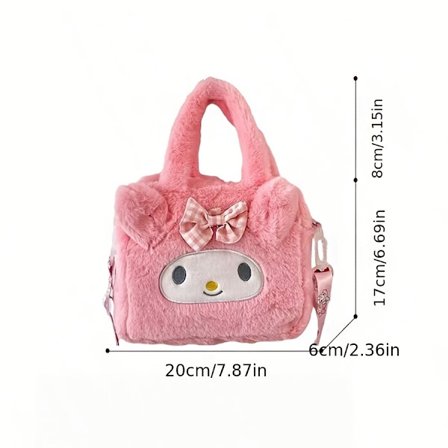 Kawaii Tegneseriefigur Plysj Tote Bag - Justerbar Crossbody Håndveske for Kvinner og Jenter - Anime Design, Reiseoppbevaringsveske med Myk Pute og...